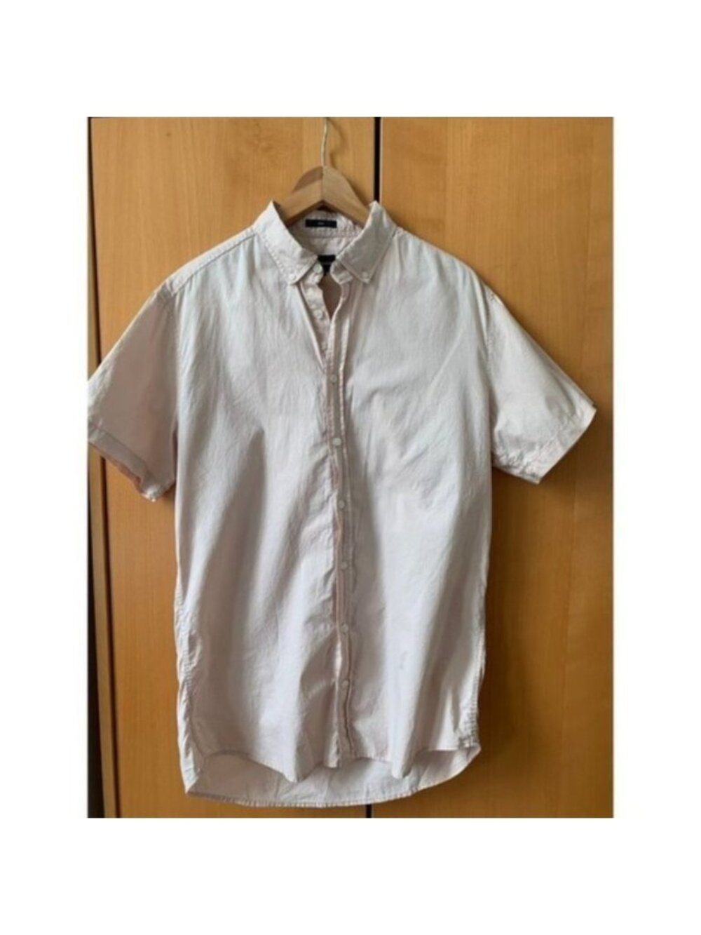 Frank And Oak Men's Paolo Short Sleeve Oxford Shirt Size Large Dusty Pink Button